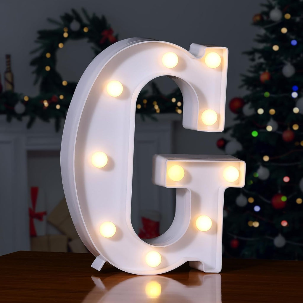 Foaky LED Letter Lights Sign Marquee Light Up Letters Sign for Night Light Wedding/Birthday Party Battery Powered Christmas Lamp Home Bar Decoration(G)