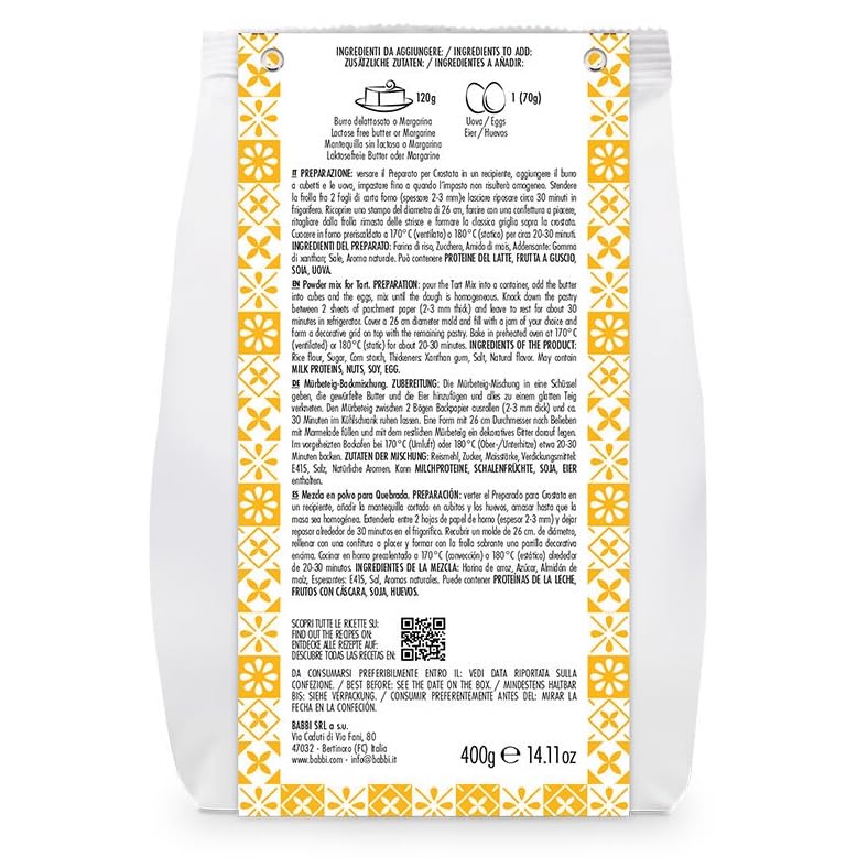 Babbi Home Bakery Baking Mixes - Premium Artisan Mixes for Cakes, Cookies, Bread & More | Easy to Use (Single Pack, Tart Mix)