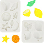 2 Pcs Mini Lemon Fondant Molds,Summer Fruit Silicone Molds for Gummy,Baking Cake,Cupcake Topper DIY Crafts