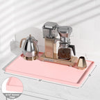 Rnivvi Silicone Coffee Mat, 12" x 19" Waterproof Raised Edge Coffee Bar Mats for Espresso Machine Station Accessories, Heat Resistant Dish Drying Pad for Kitchen Counter, Rubber Bar Decor Pad, Pink