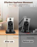 Appliance Slider, Sliding Tray for Coffee Maker, Coffee Pot Slider for Countertop, Kitchen Appliance Rolling Tray with Rubber Wheels,Medium - Long, Black (9.5” X 13”)