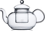 CNGLASS Glass Teapot Stovetop Safe,Clear Teapot with Removable Infuser 20.3 oz,Loose Leaf and Blooming Tea Maker