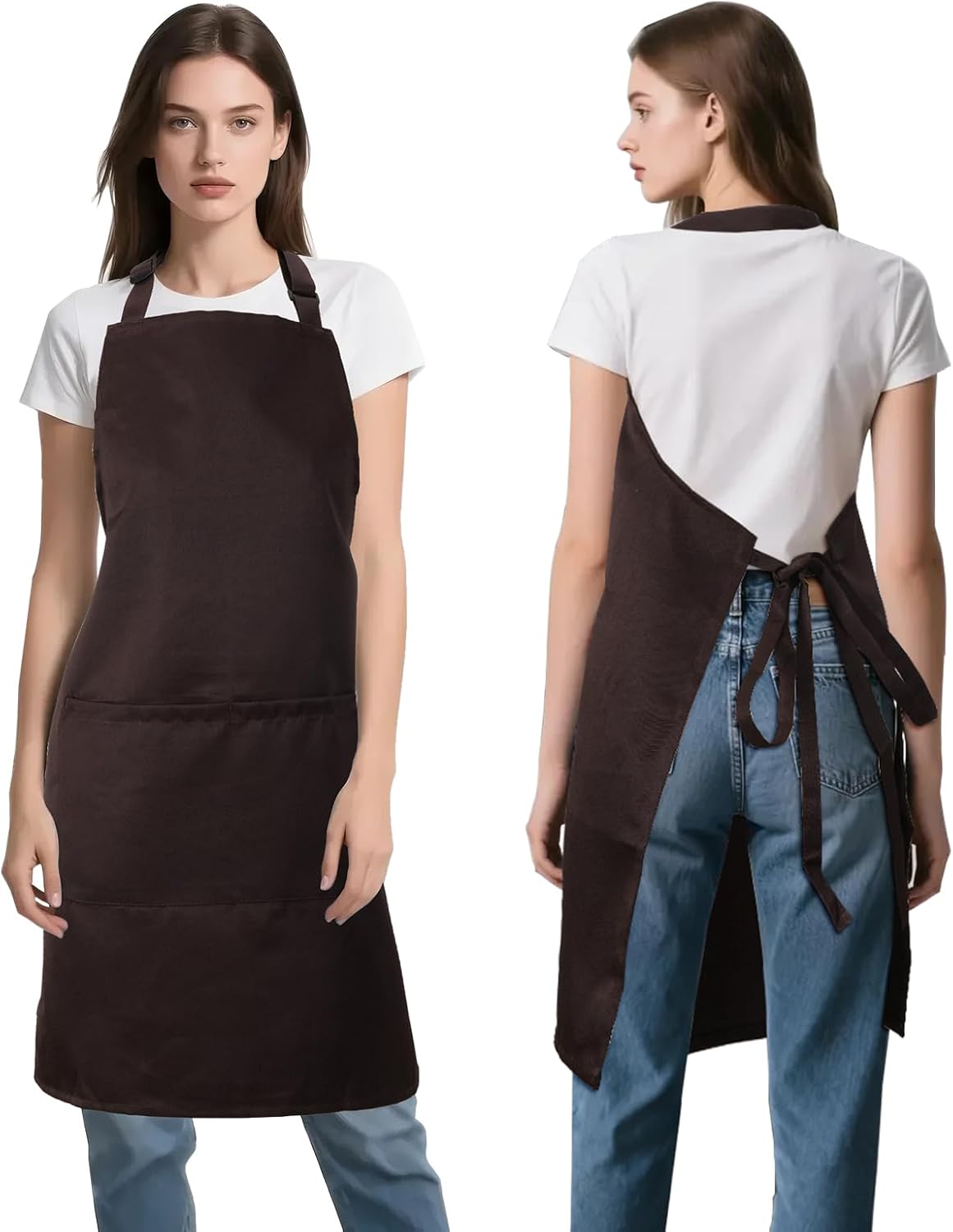 Kitchen Bib Apron for Women Men with Pockets Chef Art Aprons for Cooking Painting Pottery Ceramics