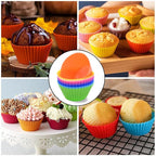 AKOAK Reusable Silicone Non-stick Baking Cups, Cake Molds, Kitchen Baking Cooking Accessories, DIY Cake Making Tools - Pack of 10 (Purple)