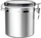 ENLOY 165oz Stainless Steel Airtight Canister for Kitchen, Large Flour Coffee Bean Tea Cereal Sugar Cookie Metal Food Storage Canisters with Clear Lid and Sturdy Locking Clamp