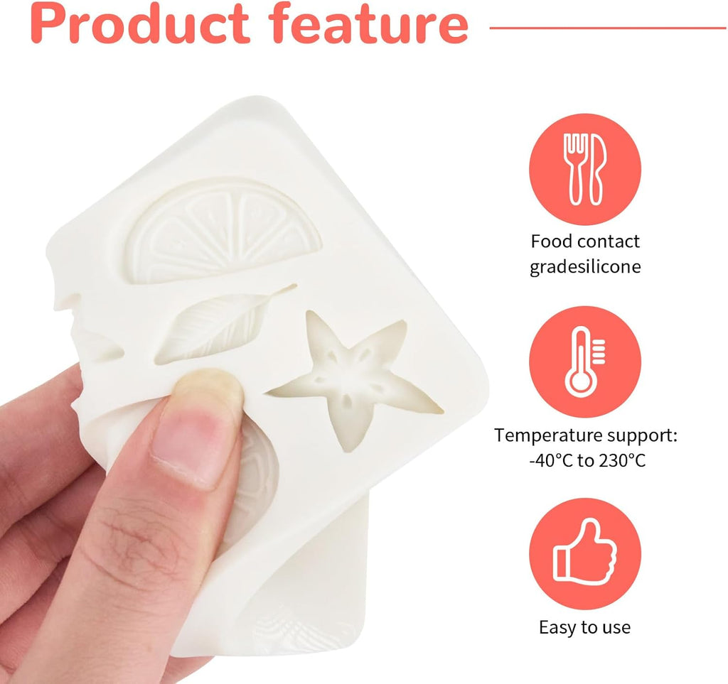 2 Pcs Mini Lemon Fondant Molds,Summer Fruit Silicone Molds for Gummy,Baking Cake,Cupcake Topper DIY Crafts