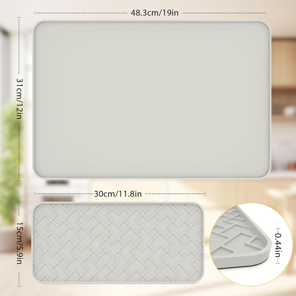 Silicone Coffee Mat - Removable Bar Mat with Concave and Convex Design, Leak-Proof and Non-Slip, Suitable for Use Under the Coffee Machine to Keep the Countertop Clean (White19"x12")