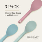 3 Pcs Colorful Silicone Rice Paddle, Heat Resistant Non-Stick Rice Spoon Spatula with Comfortable Handle for Cooking and Serving Mashed Potatoes, Scrambled Eggs, Sticky Bread Pudding