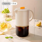 Delove Cold Brew Coffee Maker with Auto Spout – Shatterproof Plastic Shell, Wide Mouth Design – 62 oz (1.9 Quart) Iced Tea Glass Carafe with Removable Removable Mesh Filter (1, Beige)