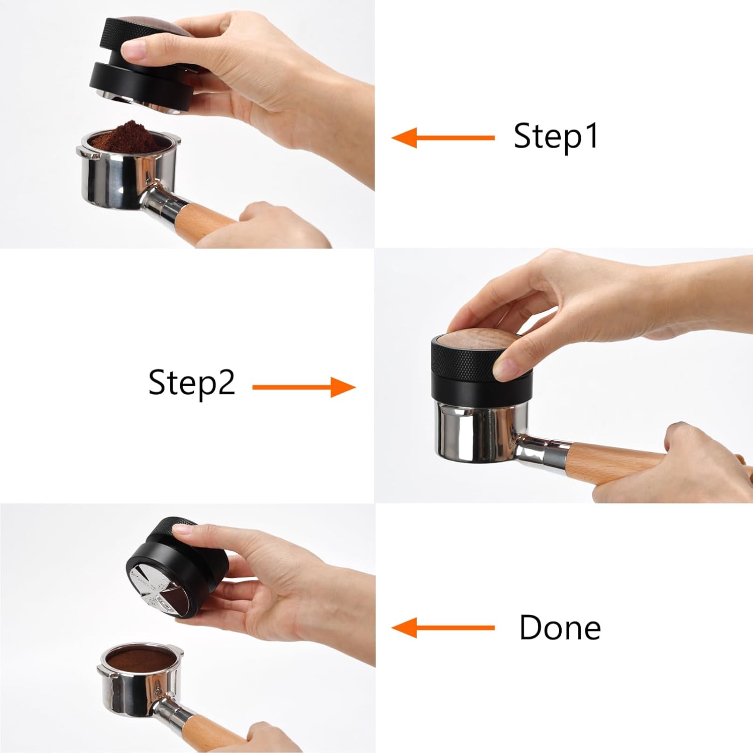 53mm Coffee Distributor and Tamper, Dual Head Espresso Tool with Adjustable Depth - Professional Coffee Leveler and Hand Tamper for 51mm Portafilters, Barista-Grade Espresso Accessory (53mm)