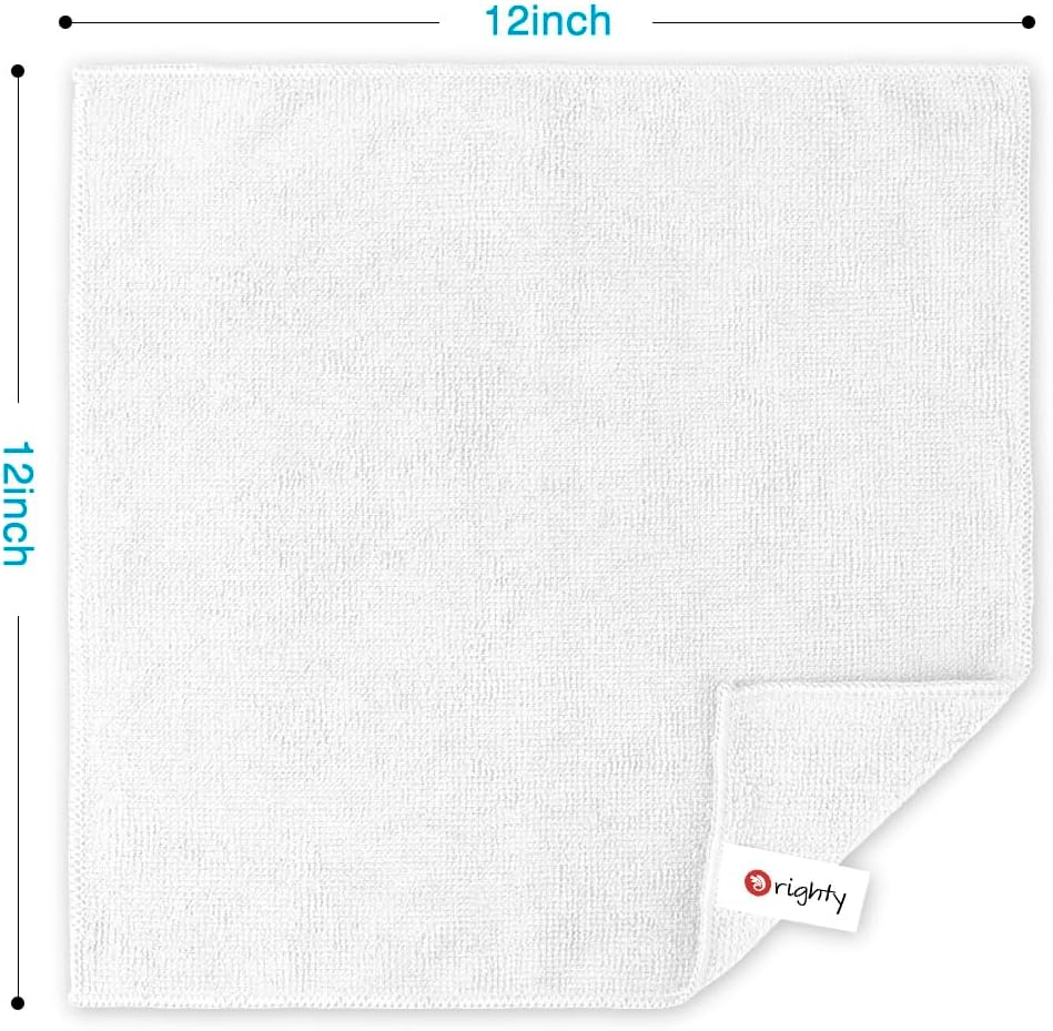 Orighty Microfiber Cleaning Cloth, 12 Pack Microfiber Towels for Cars, Highly Absorbent Car Cleaning Supplies, Lint Free Cloths Clean Rags for Car Care, House, Kitchen, 12x12 inch, White