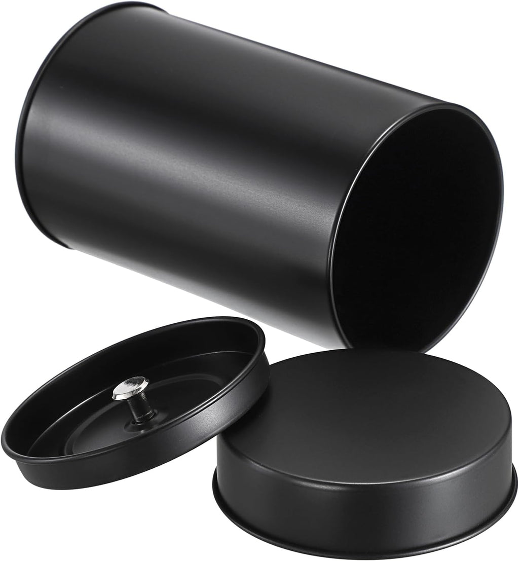 JUXYES 12 Pack Tea Tins Canister with Airtight Double Lids, 16 oz Loose Leaf Tea Storage Airtight Kitchen Canisters Tins Can Box for Storage Loose Tea Coffee Herbs and Spices, Black