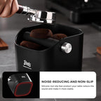 Bincoo Square Coffee Knock Box 0.8L –ABS Espresso Knock Bin with Non-Slip Base, Wide 4.6" Slanted Opening & Detachable Silicone Knock Bar for Easy Cleaning and Quiet Use(Gray(square))