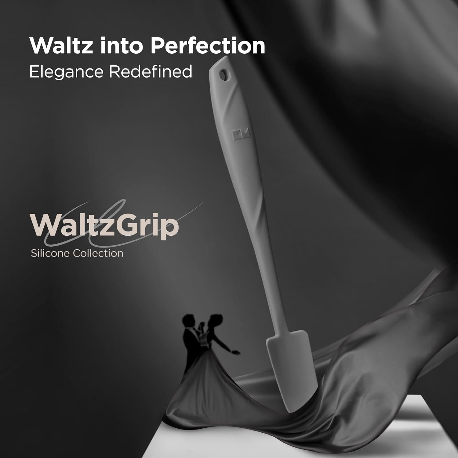 Kitchen Mama WaltzGrip Platinum Silicone Jar and Can Spatula Utensil Set: Heat Resistant, Nonstick Scraper, Scooping, Perfect for Smoothies, Jam, Cream, Butter, Dishwasher Cooking Gadget (Metal Gray)