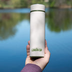 London Sip 16.9 oz Multi-Purpose Tea Infuser Mug – Fruit Infuser Water Bottle for Hot and Cold – Double Wall Stainless Steel Insulated, Safari Beige