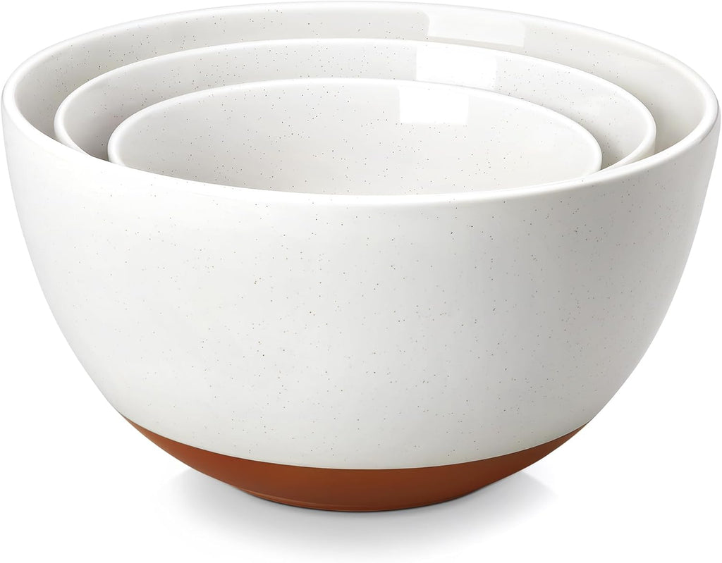 MALACASA Ceramic Mixing Bowls, Large Serving Bowls for Mixing, Cooking, Prepping, Baking, Salad, Soup, Pasta, Nesting Bowls Set of 3, 4.38/2.5/1.44 Qt, Oven, Microwave and Dishwasher Safe, Series TARA