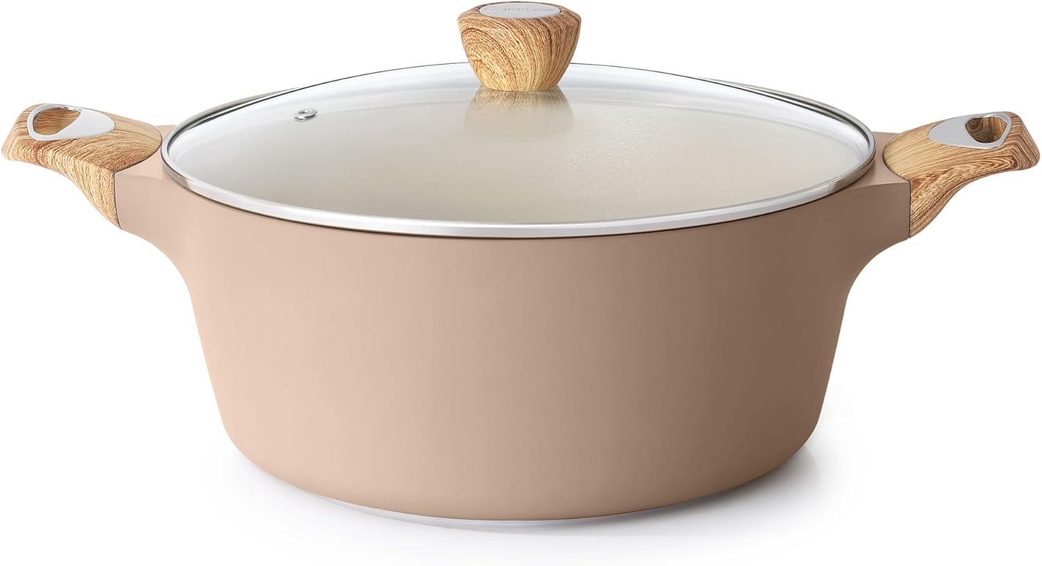 SENSARTE Ceramic Nonstick Stock Pot with Lid, 2.6/4.5/6.6 QT Soup Pot Casserole Pot, Non-toxic Healthy Pasta Pot, Large Cooking Pot Stew Pot, Induction Compatible, PFOA PFAS PTFE Free, Taupe