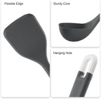 Silicone Kitchen Cooking Utensils Set: MOACC Heat Resistant 13inch Long Kitchen Gadgets, BPA Free Non Stick Rubber Cook Accessories For Food Prep, Frying, Serving, Basting (Dark Grey)