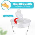Gejoy 6 Pcs Plastic Water Carafe with Lids 32 oz Clear Juice Pitchers for Mimosa Bar Drinks Milk Iced Tea Beverage Containers for Home Restaurant School Fridge, Not Dishwasher Safe (White Cap)