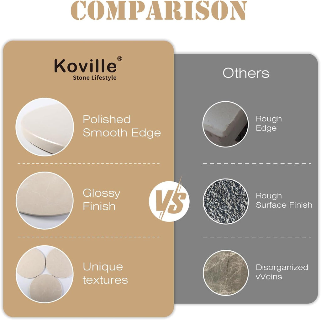 Koville 11 Inch Marble Round Cutting Board for Kitchen Countertop, Natural Marble Pastry Board Cheese Boards Charcuterie Board Stone Slab for Kitchen Decor, Stone Slab for Baking