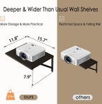 DINZI LVJ Deep Floating Shelves, 16" W x 12" D Wall Shelves Set of 2, Wide Display Shelf Mounted with Brackets, Easy-to-Install Wall Bookshelf for Living Room, Bathroom, Bedroom, Espresso