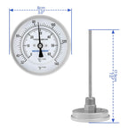 MEASUREMAN Homebrew Bi-Metal Thermometer, 3" Dial, 6" Lead-Free Brass Stem, Range 32-140 deg F/0-60 deg C, 2% Accuracy, Adjustable, 1/2" NPT Back Mount