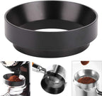 1pc Espresso Dosing Funnel 51/53/58mm Coffee Dosing Ring Aluminum Espresso Distribution Coffee Tool For Home Coffee Bar Shop College Dorm Room Apartment Essential Coffee Accessories (53mm, Black)