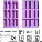3Pcs oat bar mold - 12rectangle silicone molds - Chocolate silicone mold for baking candies/energy bars, cheesecake, dried fruit cereal cookies (3, purple)