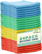 24 Pack 16'x16' Microfiber Household Cleaning Cloths - Multi-Purpose, Machine Washable, Absorbent Towels for Kitchen, Car, Home Appliances (16x16 24 Pack)