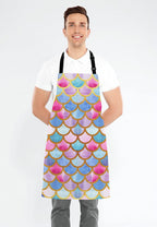 Mermaid scales Kitchen Cooking BBQ Chef Apron, Watercolor fish scales Apron for Men, Women - Dad Gifts, Gifts for Men - Birthday, Mothers Day Gifts for Mom, Wife, Husband, Brother, Friends