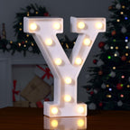 Foaky LED Letter Lights Sign Marquee Light Up Letters Sign for Night Light Wedding/Birthday Party Battery Powered Christmas Lamp Home Bar Decoration(Y)