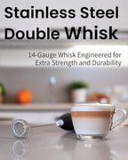 Elementi Milk Frother Wand - Easy to Use Handheld Electric Stirrer for Powder Drinks, Durable & Powerful Coffee Whisk & Protein Powder Mixer Wand, Hand Frother, Coffee Stirrers Electric Mini (Mocha)