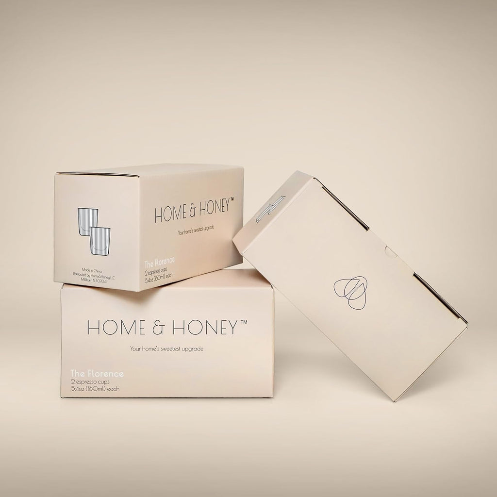 HOME & HONEY Double-Walled Insulated Glass Espresso Cups, Set of 2, 5.4oz Capacity, Fluted Borosilicate Glass