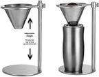 Pour Over Coffee Dripper, Stainless Steel Coffee Filter, Cone Coffee Dripper with Adjustable Pour Over Drip Coffee Stand