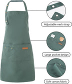 Tosewever Art Aprons for Women Painting Pottery Baking, Mens Buckle Straps Kitchen Apron with Pockets for Chef Cooking