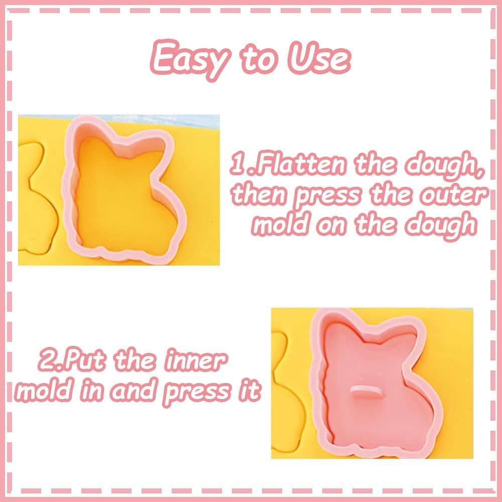8 Dog Cookie Cutters Set, 3D Puppy Cookie Stamps, Cupcake Pancake Apple Pie Pastry Biscuit Molds, Cookie Baking Molds for Dog Party Decorations (Puppy-2)