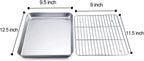 TeamFar Baking Tray and Rack Set, Stainless Steel Baking Pan Cookie Sheet with Cooling Rack, 12.5 x 10 x 1 inch, Non Toxic & Healthy, Easy Clean & Dishwasher Safe