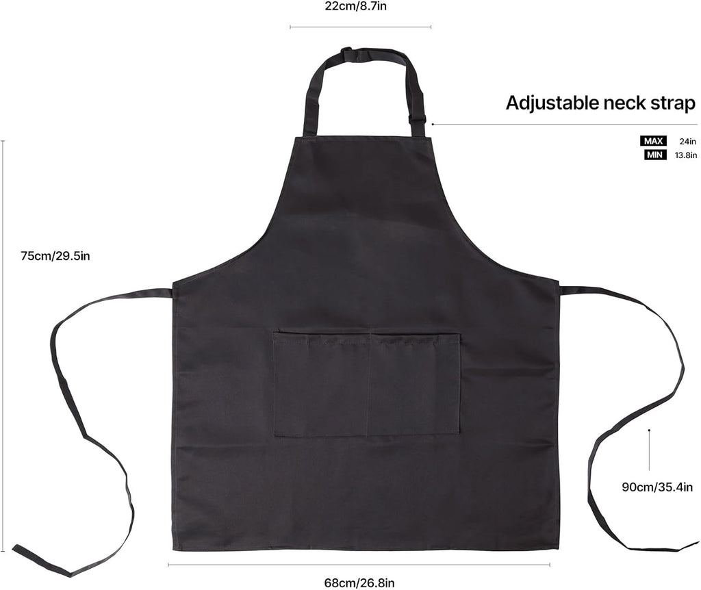 Kitchen Bib Apron for Women Men with Pockets Chef Art Aprons for Cooking Painting Pottery Ceramics