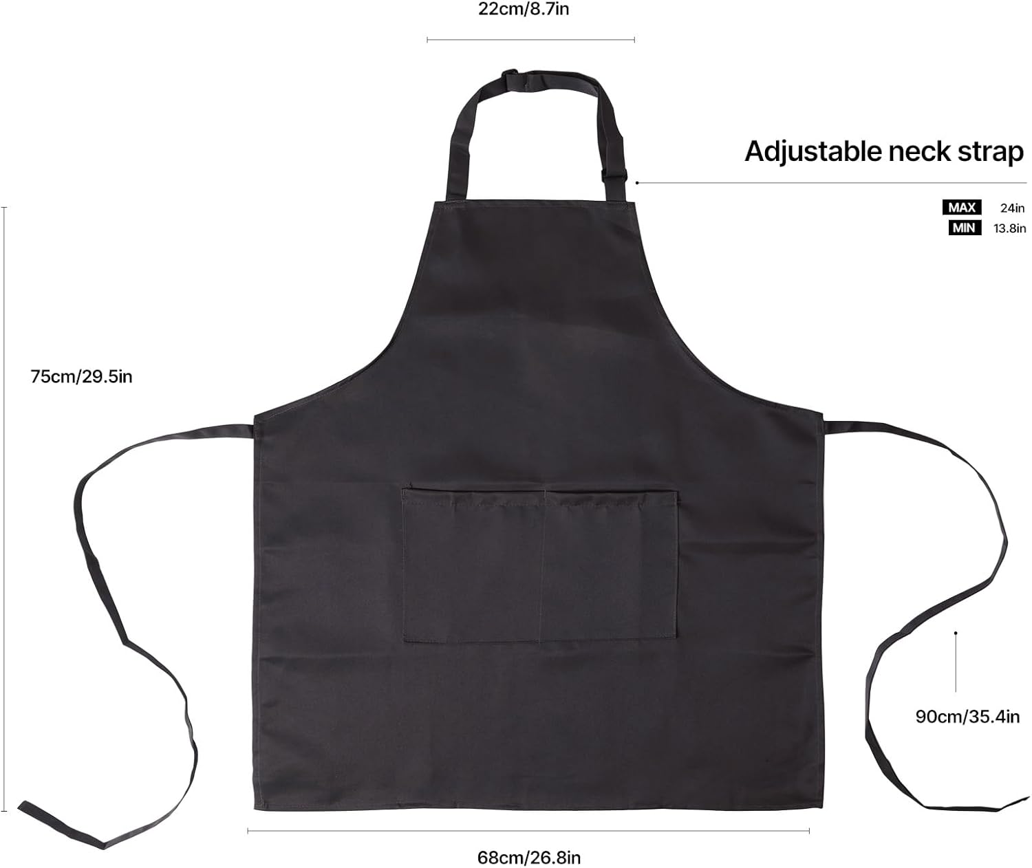 Kitchen Bib Apron for Women Men with Pockets Chef Art Aprons for Cooking Painting Pottery Ceramics