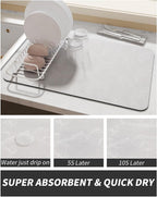 AMOAMI Coffee Mat - Hide Stain, Rubber Backed, Absorbent Dish Drying Mat for Kitchen Counter - Fits Under Coffee Maker & Machine, Dish Rack