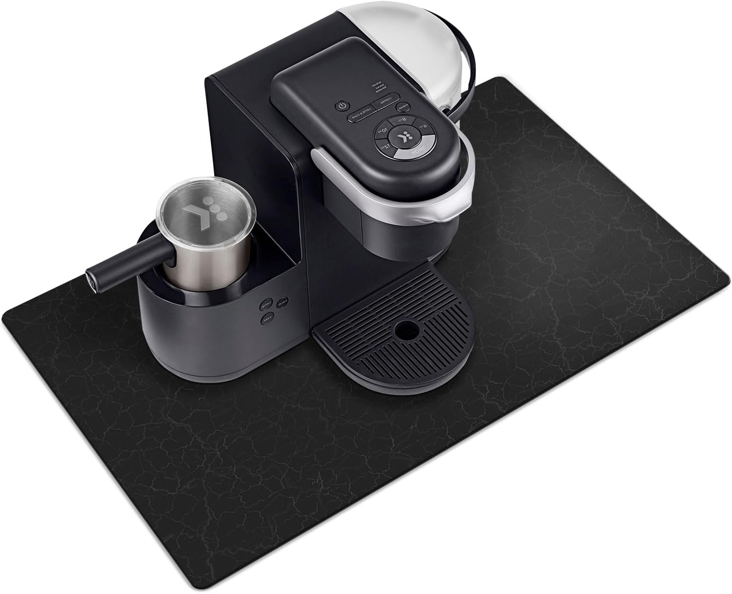 Golener Coffee Bar Mat,Under Coffee Maker Mat,23"x15"Coffee Tray Mat Under Coffee Machine,Rubber Coffee Maker Mat,Under Appliance Mats,Silicone Hot Mat for Coffee Machine,Dish Drying Mat, Marble Black