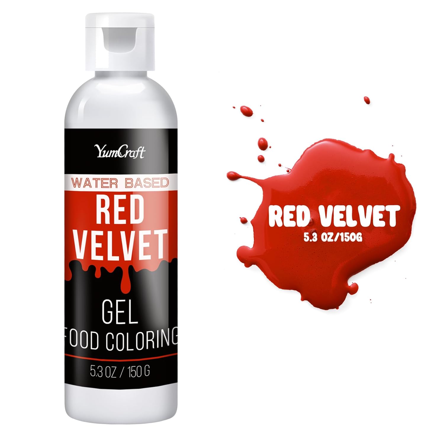 Food Coloring Gel - Vibrant Color Gel Food Coloring for Cake Decorating, Baking, Easter Egg, Icing - Tasteless Food Color Dye for Fondant, Cooking, Slime, Airbrush (Red velvet, 5.3oz)