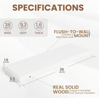 9.3 Inch Deep Floating Shelves, White Solid Wood Floating Shelf Wall Mounted, 36 x 9 Large Display & Storage Shelves for Books, Living Room, Bathroom, Rustic Wooden Wall Shelves, Heavy-Duty, Set of 2