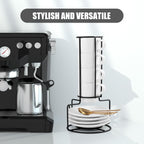 Lareina 3-Ounce Espresso Cups with Saucers, Spoons and Metal Stand, Small Stackable Coffee Cups Set of 4, Ceramic Demitasse Mugs, White