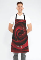 Dark Red Rose with Water Droplets Apron Home Kitchen Waterproof Cooking Baking Gardening for Women Men