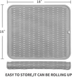 Silicone Dish Drying Mat for Multiple Usage,Easy clean,Eco-friendly,Heat-resistant Silicone Mat for Kitchen Counter or Sink,Refrigerator or Drawer Liner Grey XL 18 inches x 16 inches