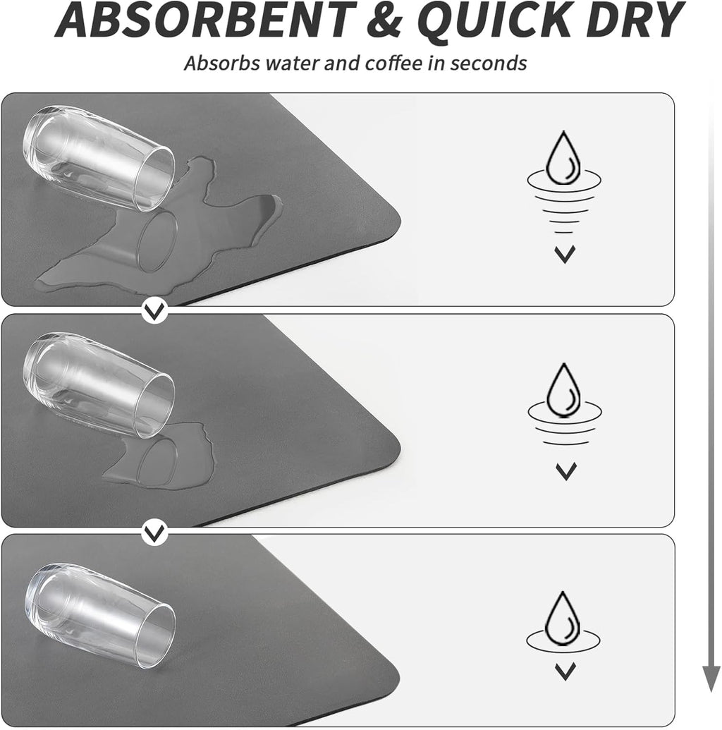 Coffee Mat - Absorbent Hide Stain Rubber Backed Dish Drying Mat for Kitchen Counter - Bar Mats for Countertops Accessories Fit Under Coffee Maker Espresso Machine