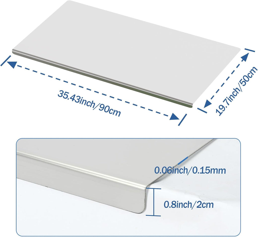 304 Stainless Steel Cutting Board with Rolling Pin&Non-Slip Mat, Cutting Chopping Boards with Lip Large Heavy Duty Baking Board for Meat Vegetables Fruits Cheese Bread Pastry- 35.4”L x 19.7”W