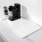 Rnivvi Silicone Coffee Mat, 12" x 19" Waterproof Raised Edge Coffee Bar Mats for Espresso Machine Station Accessories, Heat Resistant Dish Drying Pad for Kitchen Counter, Rubber Bar Decor Pad, White