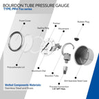 SENCTRL 0-20 Psi Pressure Cooker Canner Gauge Replacement Part, 2" Dial Size, Stainless Steel Case, 1/8" NPT Male Lower Mount, Waterproof, with Silicone Adapter and Nut, for Pressure Cooker Canning